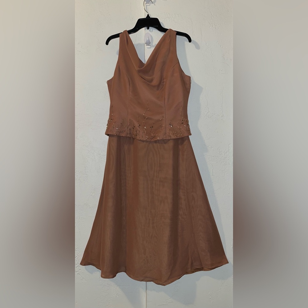 Bella Formals by Venus Bronze Beaded Maxi Gown NWT